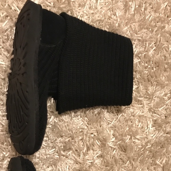 Black Knit Ugg Boots - Picture 3 of 4